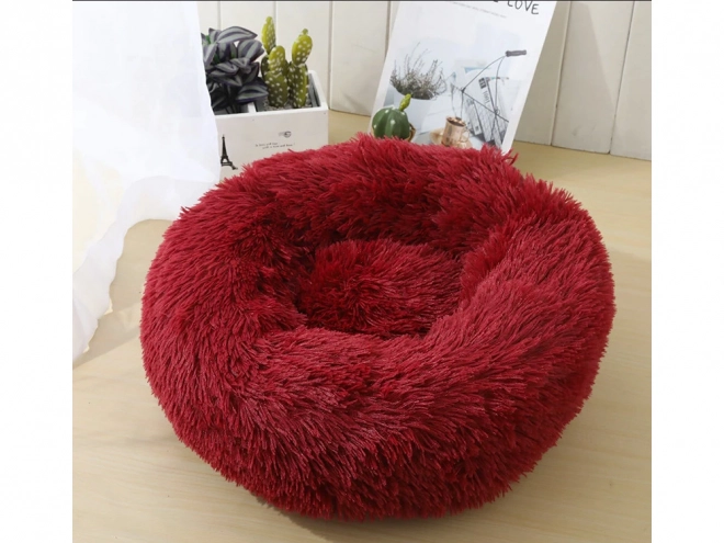 Pisică pufoasă pat moale canapea pernă 80 cm – burgundy