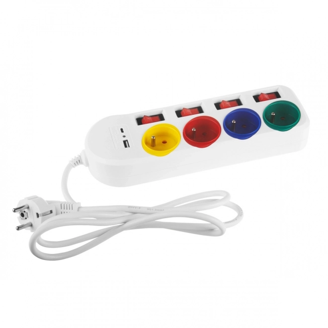 Prelungitor cu 4 prize și USB A/C Maclean