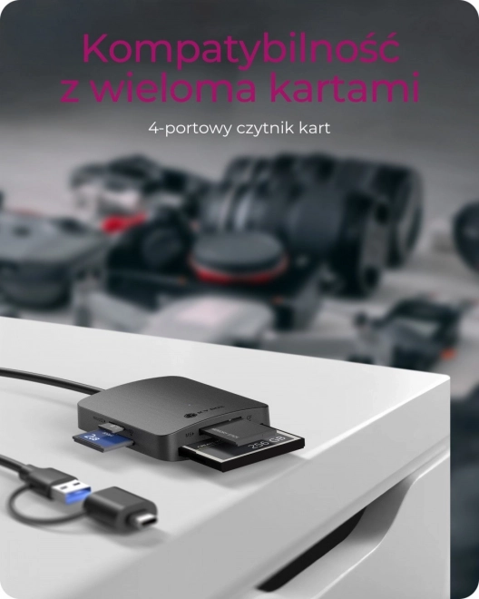 Cititor carduri 4 în 1 cu USB Type-C și Type-A