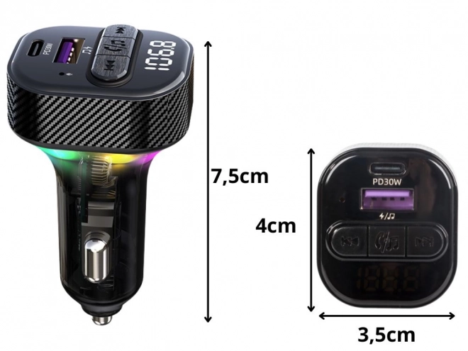 Transmițător auto FM Bluetooth cu USB și LED QC 3.0