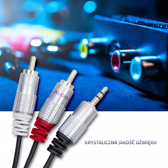 Cablu audio 2x RCA la jack mini de 3,5 mm, 3 m, negru