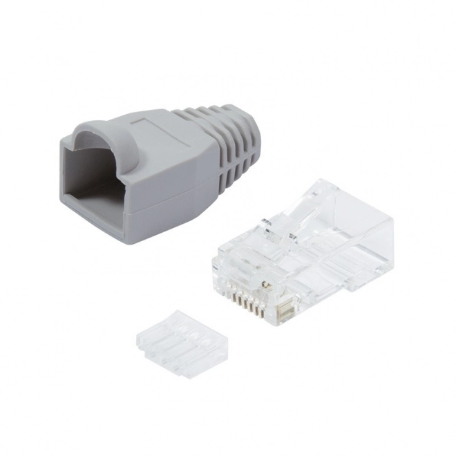Conectori RJ45 CAT.6 cu protecție, gri, ambalaj 100 buc