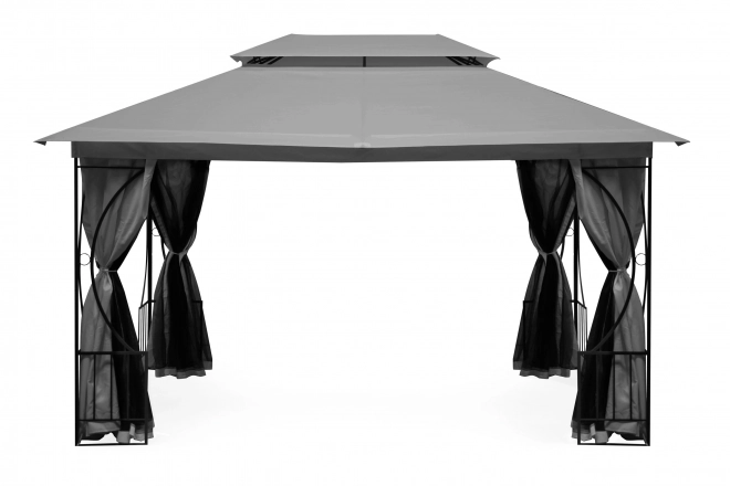 Cort pavilion de grădină 3x4m, plasă anti-țânțari și pereți plini