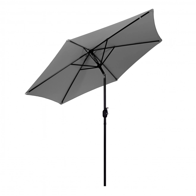 Umbrelă mare de grădină înclinată cu manivelă 6 spițe gri 270 cm