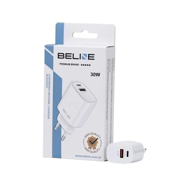 Încărcător de rețea 30W GaN USB-C + USB-A – Alb