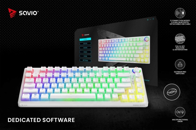 Tastatură mecanică wireless Phenix White cu Gateron Red Pro Pudding