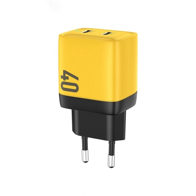 Încărcător de rețea 2x USB-C Super Fast Charger GaN 40W galben
