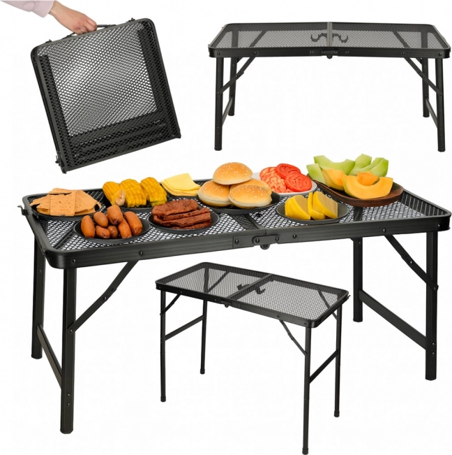 Masa Pliabilă de Camping cu Blat Din Mesh