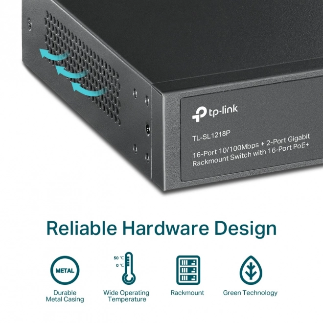 Switch PoE+ 16 Porturi cu Rack