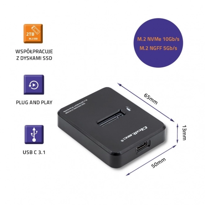 Stație de andocare SSD M.2 SATA/PCIe USB 3.1