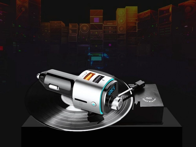 Transmițător FM Bluetooth pentru mașină cu încărcător dublu USB și iluminare LED