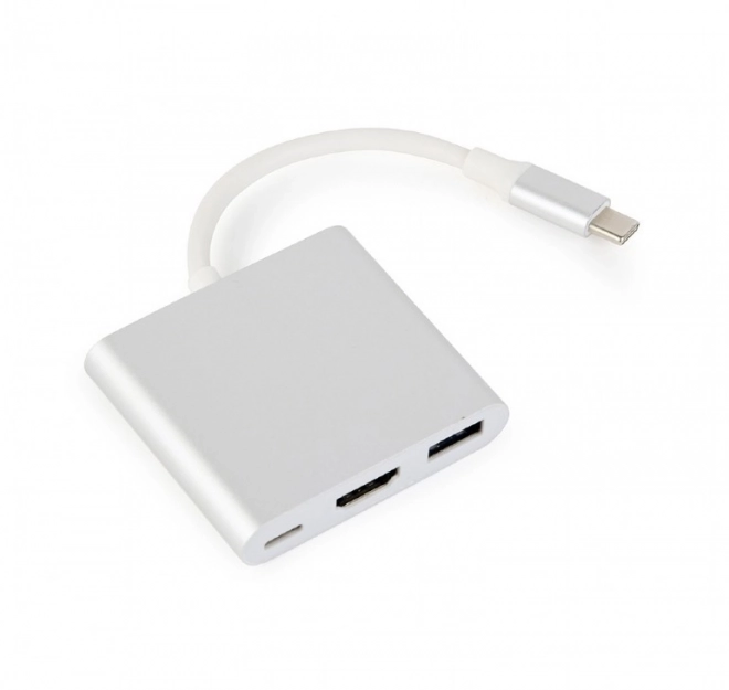 Adaptor USB-C argintiu cu HDMI și USB 3.0