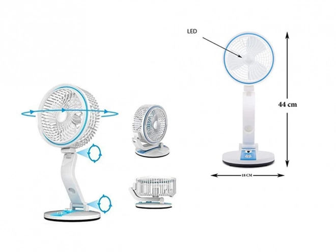 Ventilator pliabil portabil cu lumină LED și încărcare USB