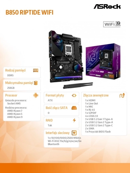Placa de bază gaming wifi B850 Riptide