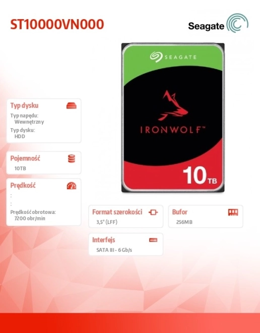 Hard Disk IronWolf 10TB pentru NAS