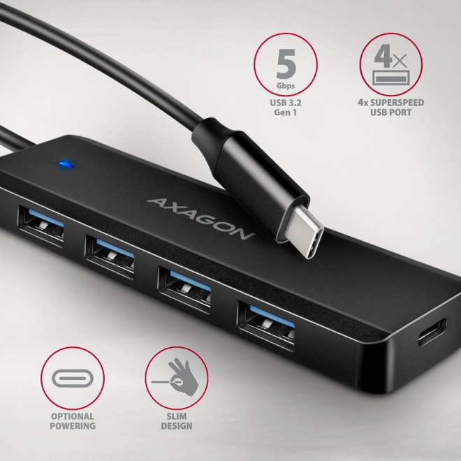 Hub USB de călătorie cu 4 porturi și alimentare USB-C