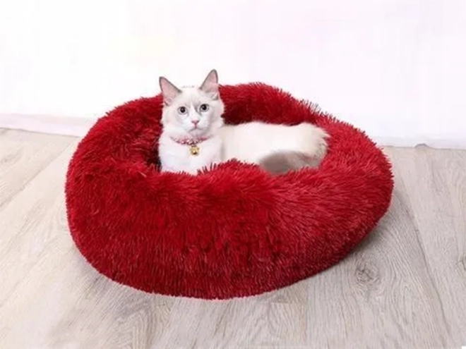 Pisică pufoasă pat moale canapea pernă 80 cm – burgundy