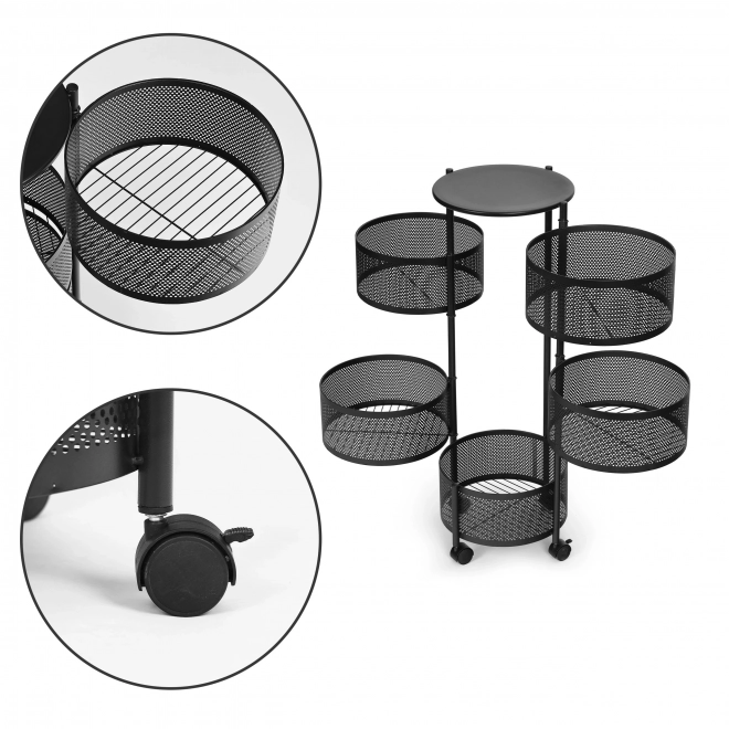 Organizator bucătărie cu etajere rotative, 5 nivele, metal, ModernHome