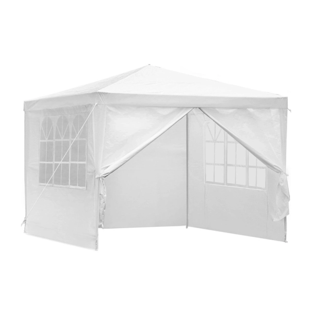 Pavilion de grădină 3x3 m alb cu 4 pereți