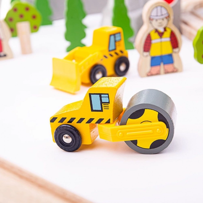 Bigjigs Rail Set din lemn cale ferată munte 112 piese