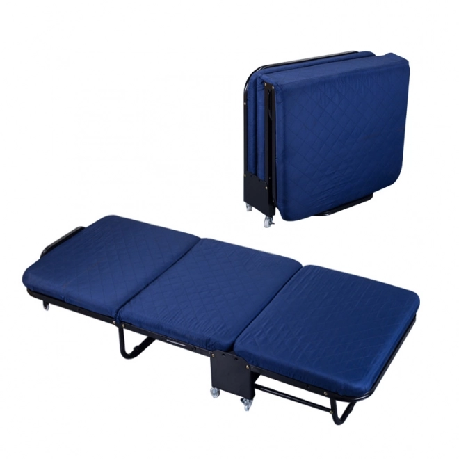 Pat pliant de camping comercial, șezlong militar, PREMIUM - albastru marin