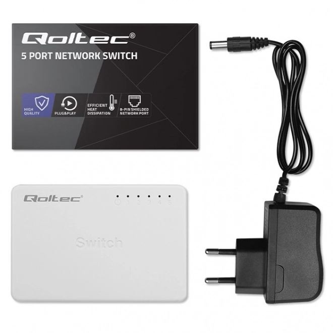 Comutator rețea 5 porturi RJ45 Fast Ethernet Qoltec