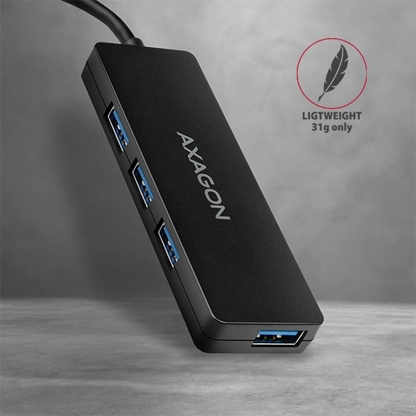 Axagon Slim USB Hub cu 4 porturi USB 3.2 Gen 1 cu cablu Tip-C de 14 cm