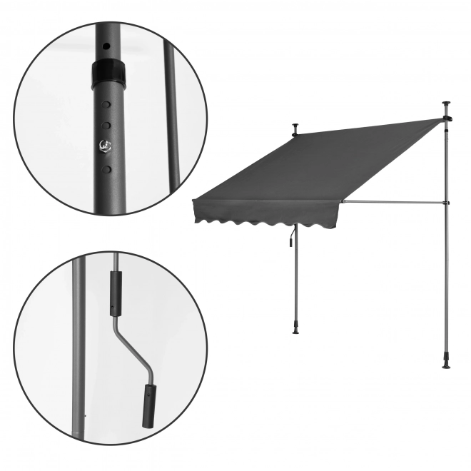 Umbrelă de balcon ajustabilă pe înălțime, rezistentă la apă, cu manivelă manuală