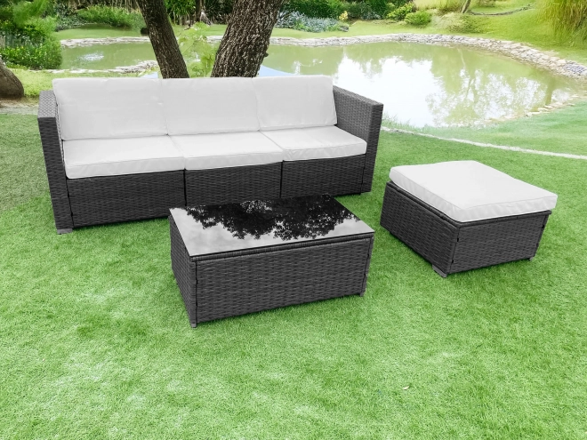 Set de canapea și masă modulară din ratan gri MultiGarden
