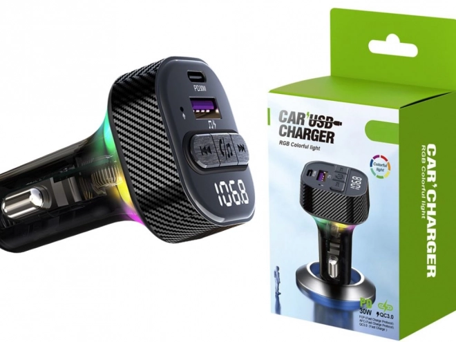 Transmițător auto FM Bluetooth cu USB și LED QC 3.0