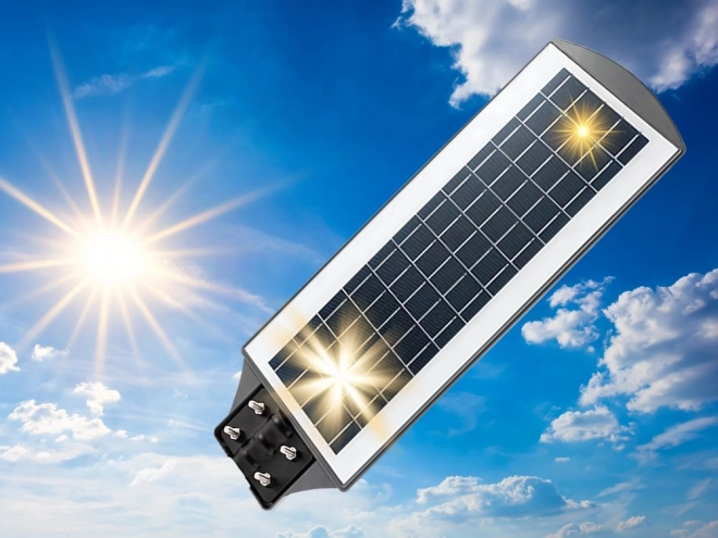 Lampa stradală solară LED cu telecomandă și senzori