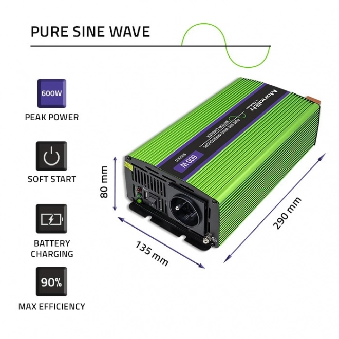 Invertor de tensiune pentru încărcare baterii și UPS 300/600W Qoltec