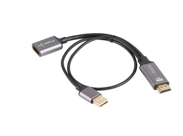 Adapter HDMI la DisplayPort 4K pe cablu 20cm argintiu