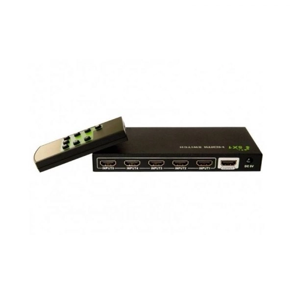 Comutator HDMI 5/1 cu telecomandă, 4K2K 3D, negru