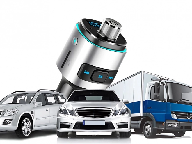 Transmițător FM Bluetooth pentru mașină cu încărcător dublu USB și iluminare LED