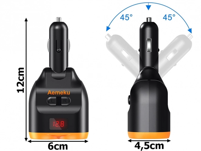 Încărcător auto cu adaptor pentru brichetă 80W cu porturi USB și USB-C