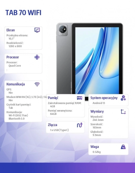 Tablet WiFi 10.1 inch 4/64GB 6580 mAh gri