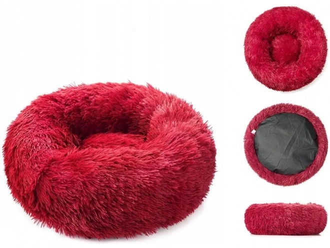 Pisică pufoasă pat moale canapea pernă 80 cm – burgundy