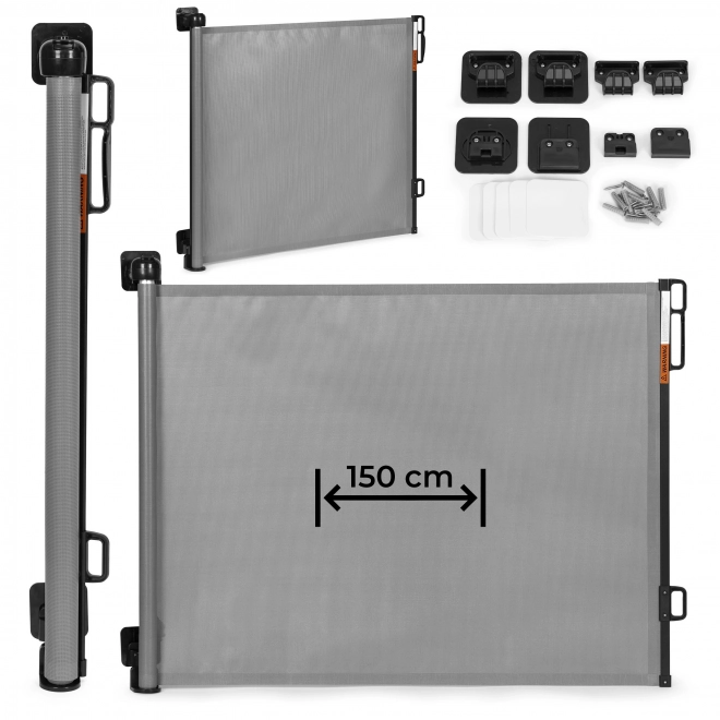 Barieră de siguranță retractabilă ECOTOYS pentru scări și uși, 150 cm, gri