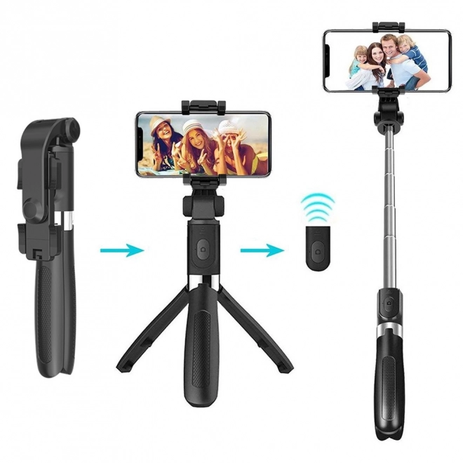 Selfie stick și trepied de masă 2 în 1 cu telecomandă Bluetooth
