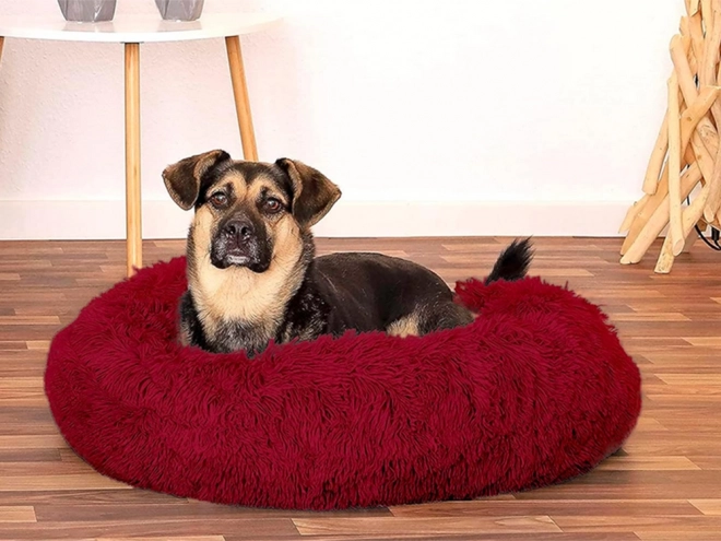 Pisică pufoasă pat moale canapea pernă 80 cm – burgundy