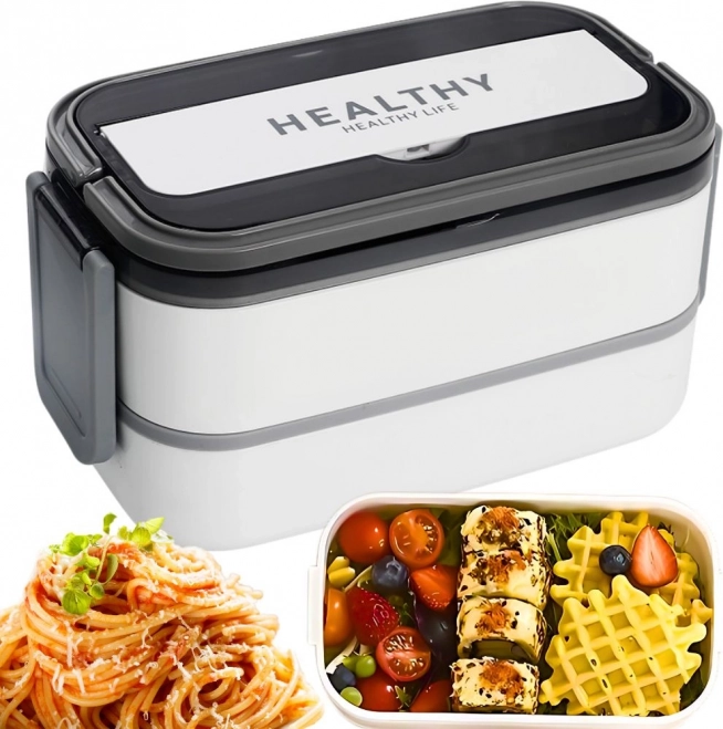Cutie bento stivuibilă cu despărțitoare 1400 ml cu tacâmuri