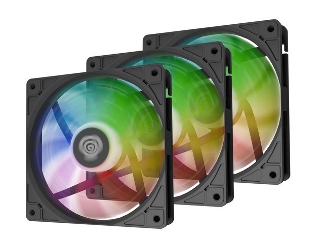 Set 3 ventilatoare Genesis Oxal 120 ARGB negru