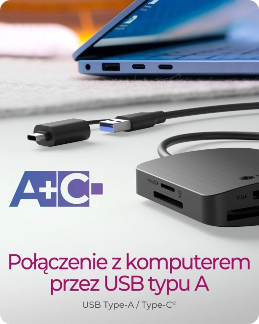 Cititor carduri 4 în 1 cu USB Type-C și Type-A