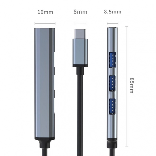 Hub USB-C 4 în 1 de la Qoltec