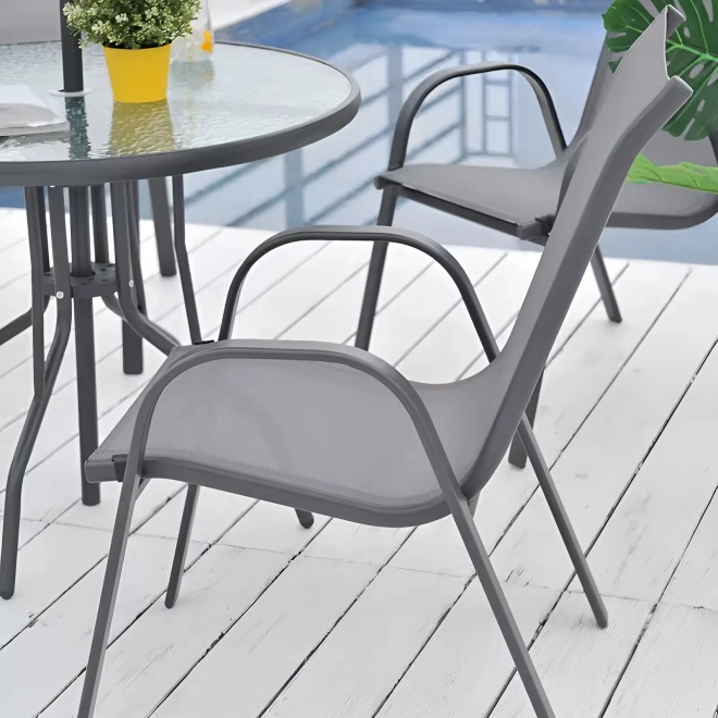 Set 4 scaune de grădină pentru terasă sau balcon gri MultiGarden