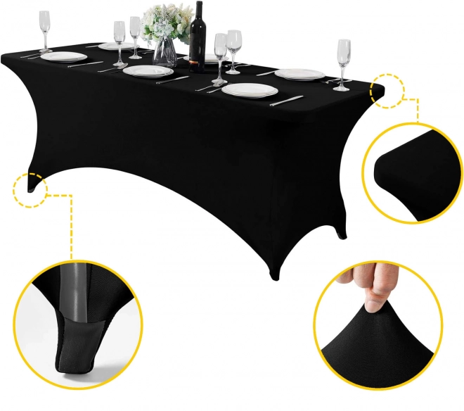 Față de masă elastică neagră pentru mese de catering 180 cm