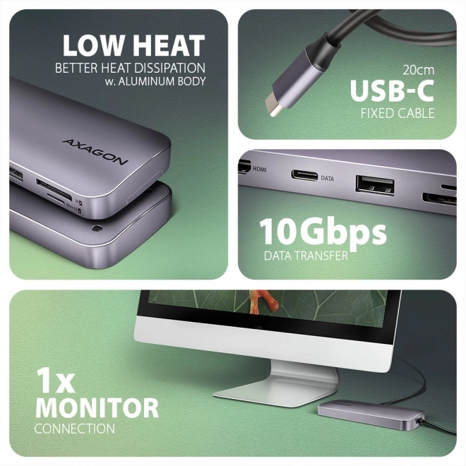 Hub USB-C 6-in-1 AXAGON cu M.2 și HDMI