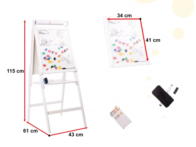Tablă magnetică și de cretă din lemn pentru copii