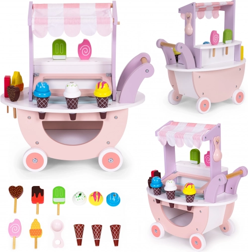stand de înghețată din lemn pentru copii 12 piese ECOTOYS